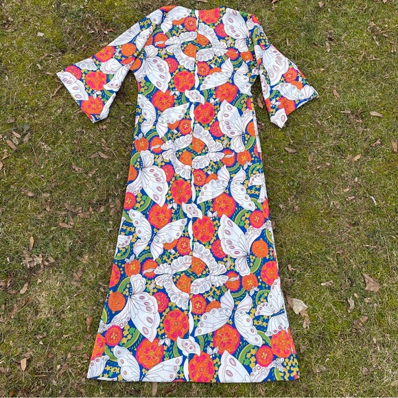 RARE Vintage Handmade maximalist groovy butterfly kaftan maxi dress - Picture 10 of 11